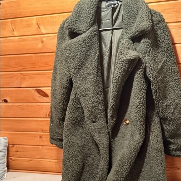 Only Dark Green Teddy Jacket - Picture 2 of 3